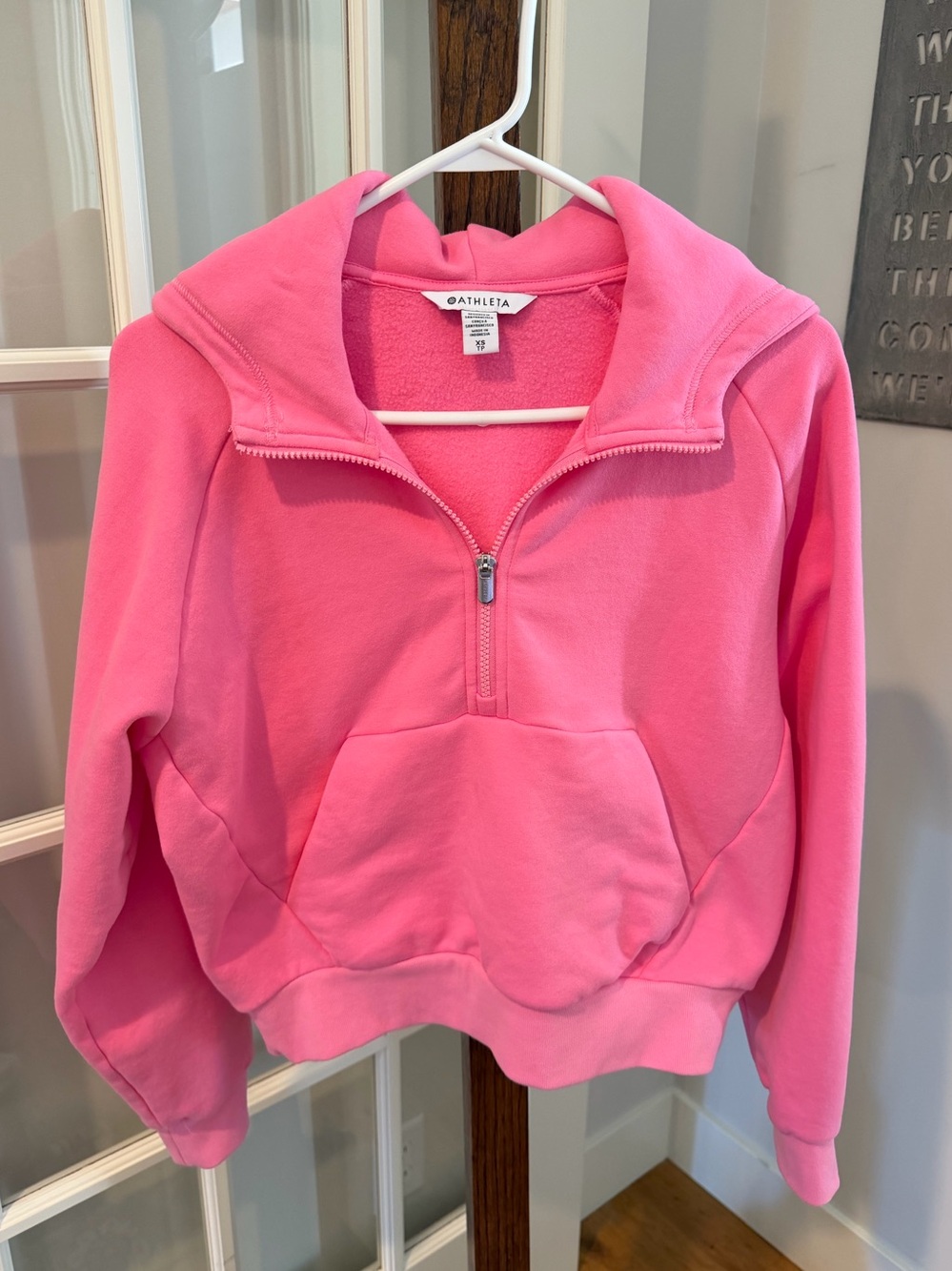 Athleta Pink Half-Zip Hoodie Sweatshirt XS